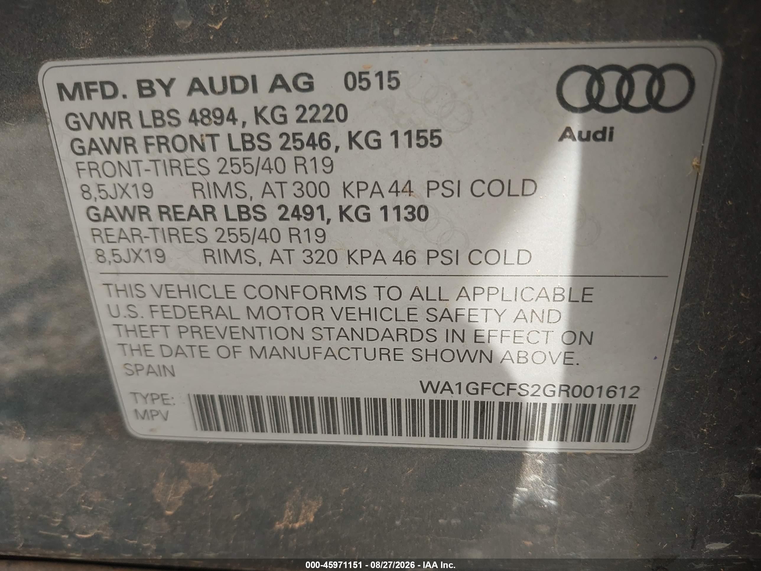 2016 Audi Q3 2.0t Premium Plus Gray vin: WA1GFCFS2GR001612