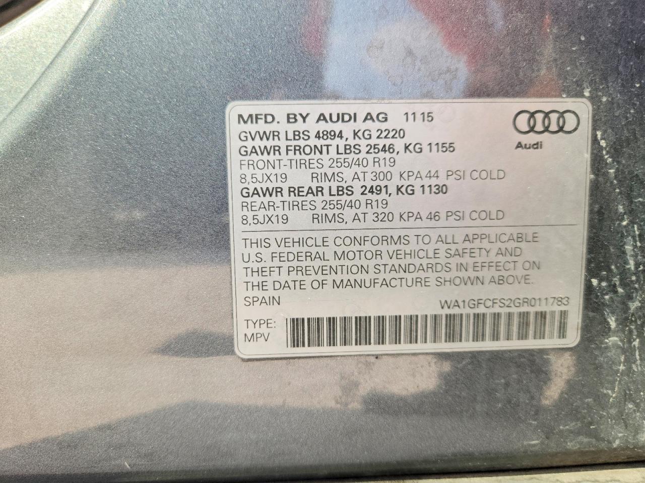 2016 Audi Q3 Prestige Gray vin: WA1GFCFS2GR011783