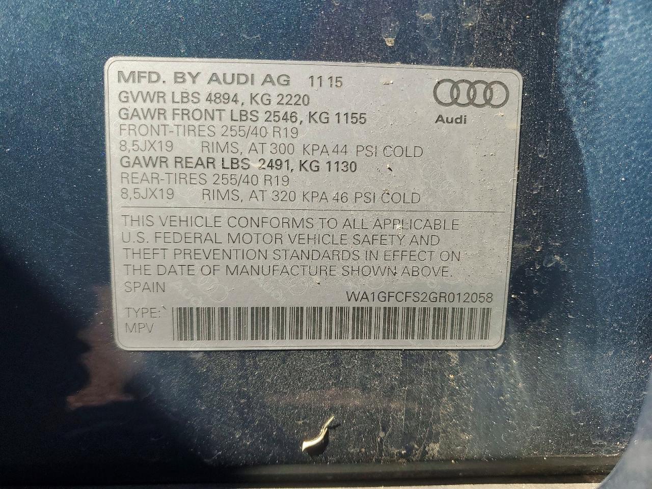 2016 Audi Q3 Prestige Blue vin: WA1GFCFS2GR012058