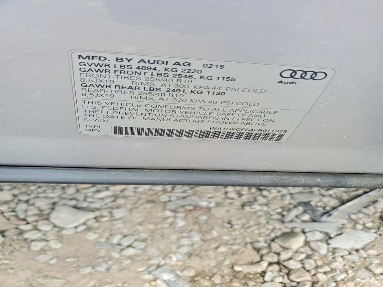 2015 Audi Q3 Prestige Silver vin: WA1GFCFS4FR011928