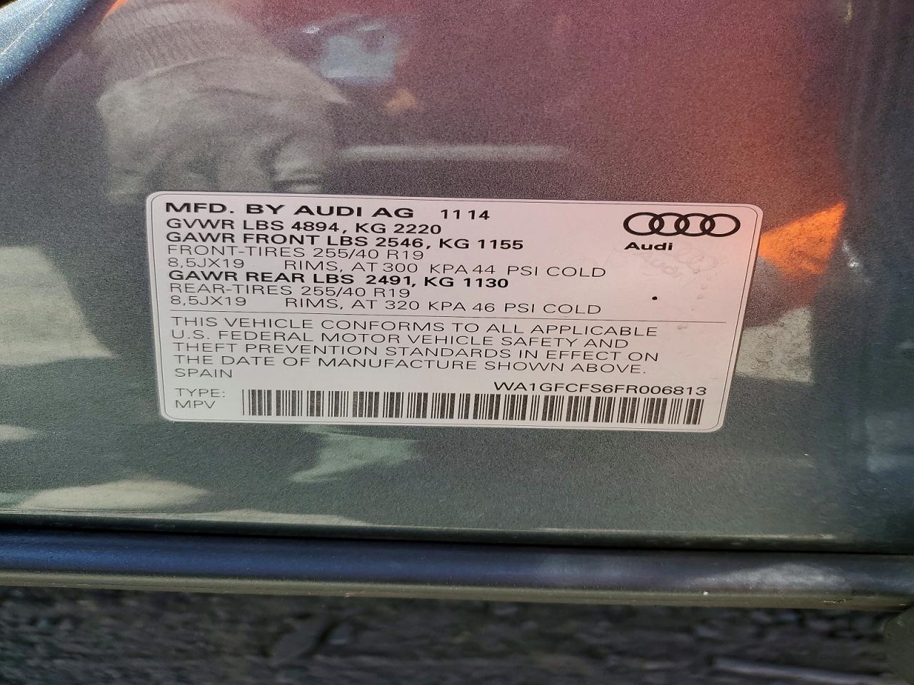 2015 Audi Q3 Prestige Gray vin: WA1GFCFS6FR006813
