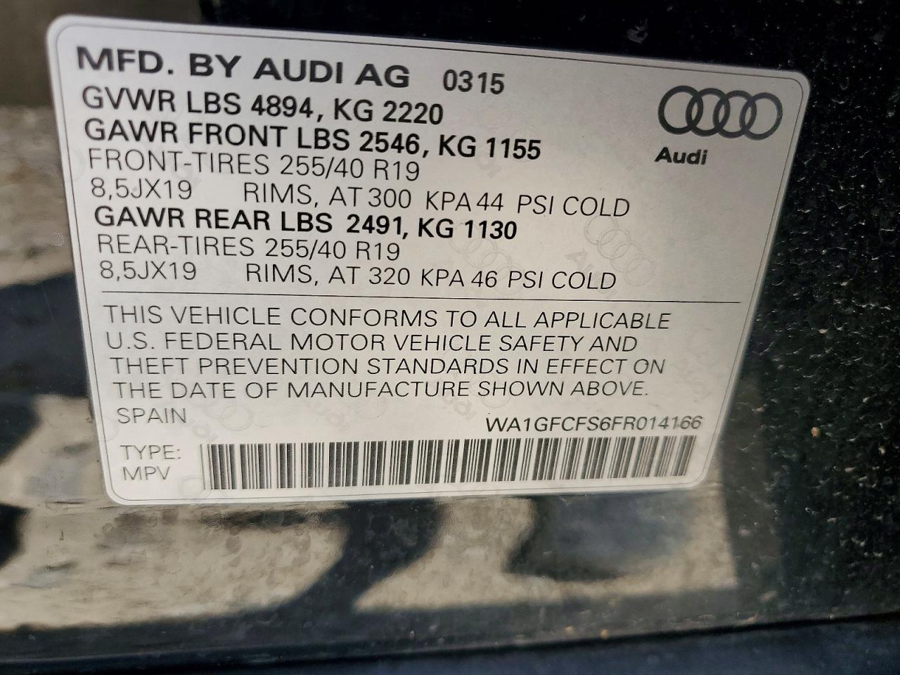 2015 Audi Q3 Prestige Черный vin: WA1GFCFS6FR014166
