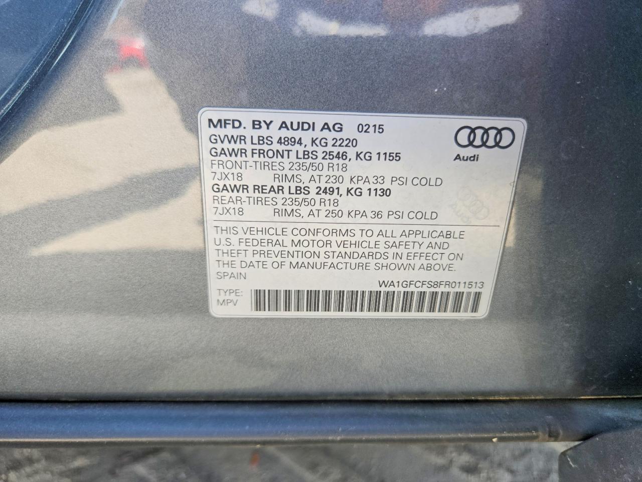 2015 Audi Q3 Prestige Gray vin: WA1GFCFS8FR011513