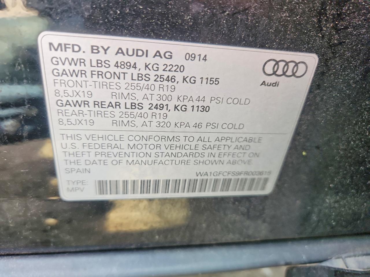 2015 Audi Q3 Prestige Black vin: WA1GFCFS9FR003615
