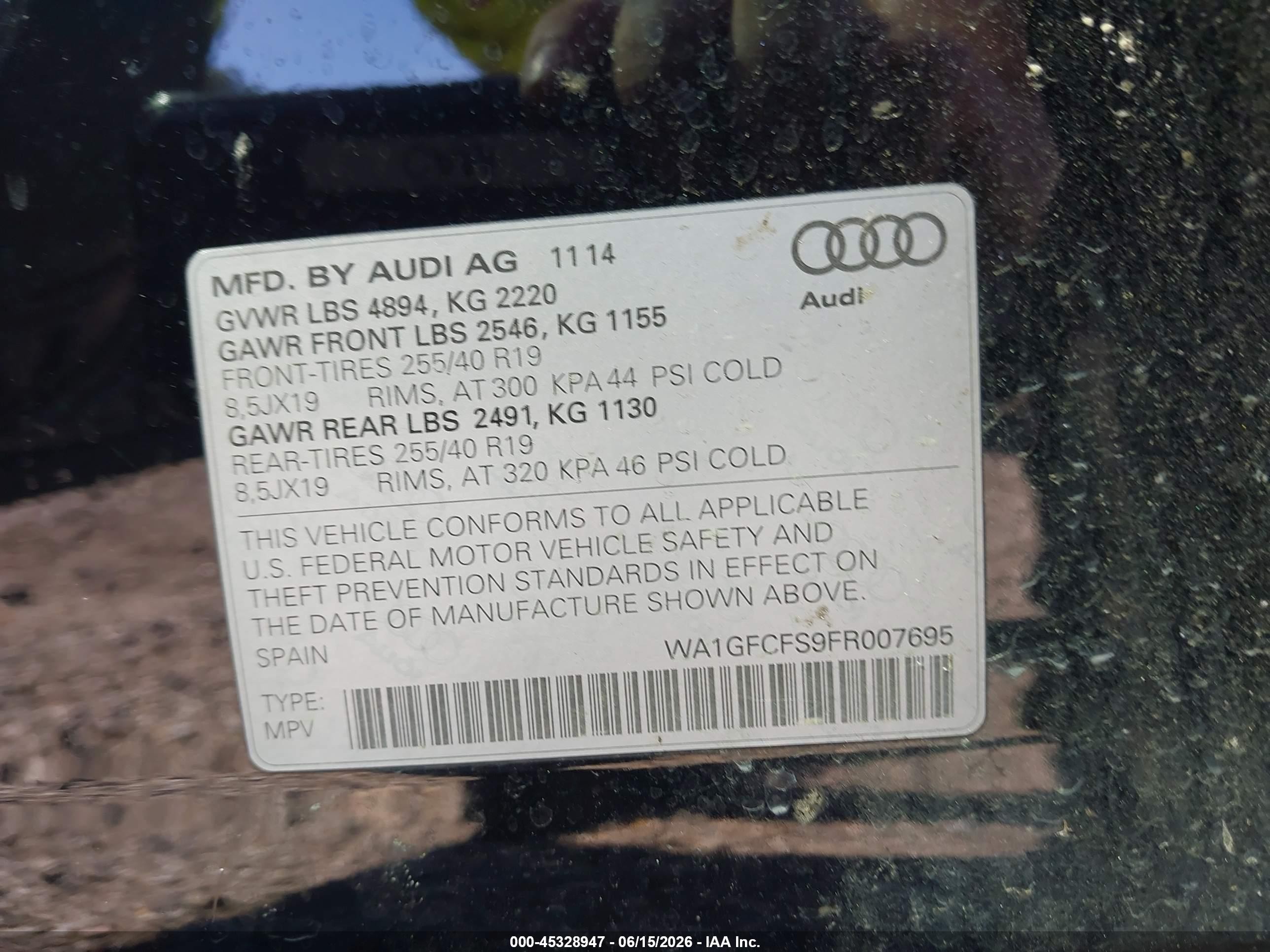 2015 Audi Q3 2.0t Premium Plus Black vin: WA1GFCFS9FR007695