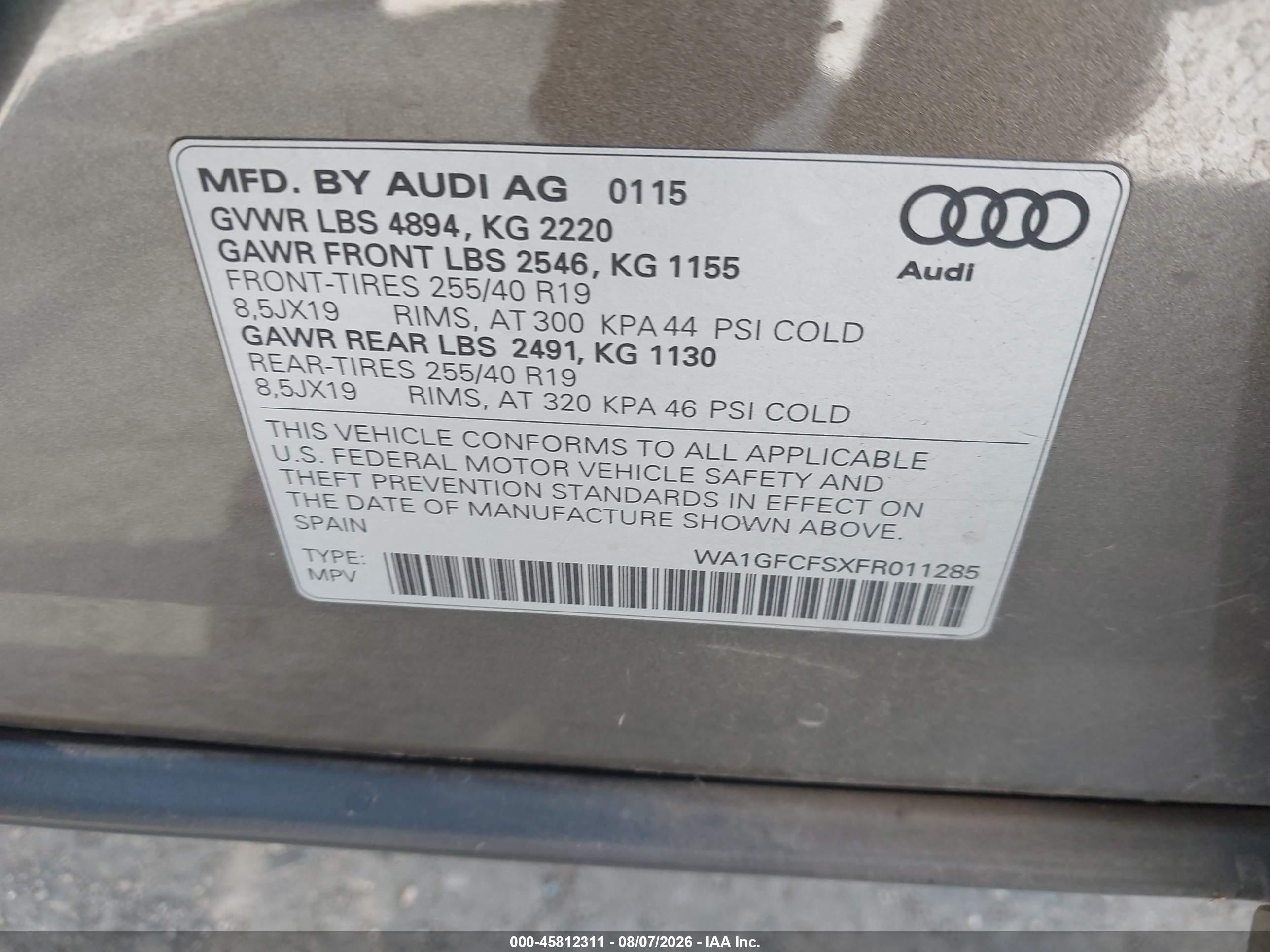 2015 Audi Q3 2.0t Premium Plus Brown vin: WA1GFCFSXFR011285