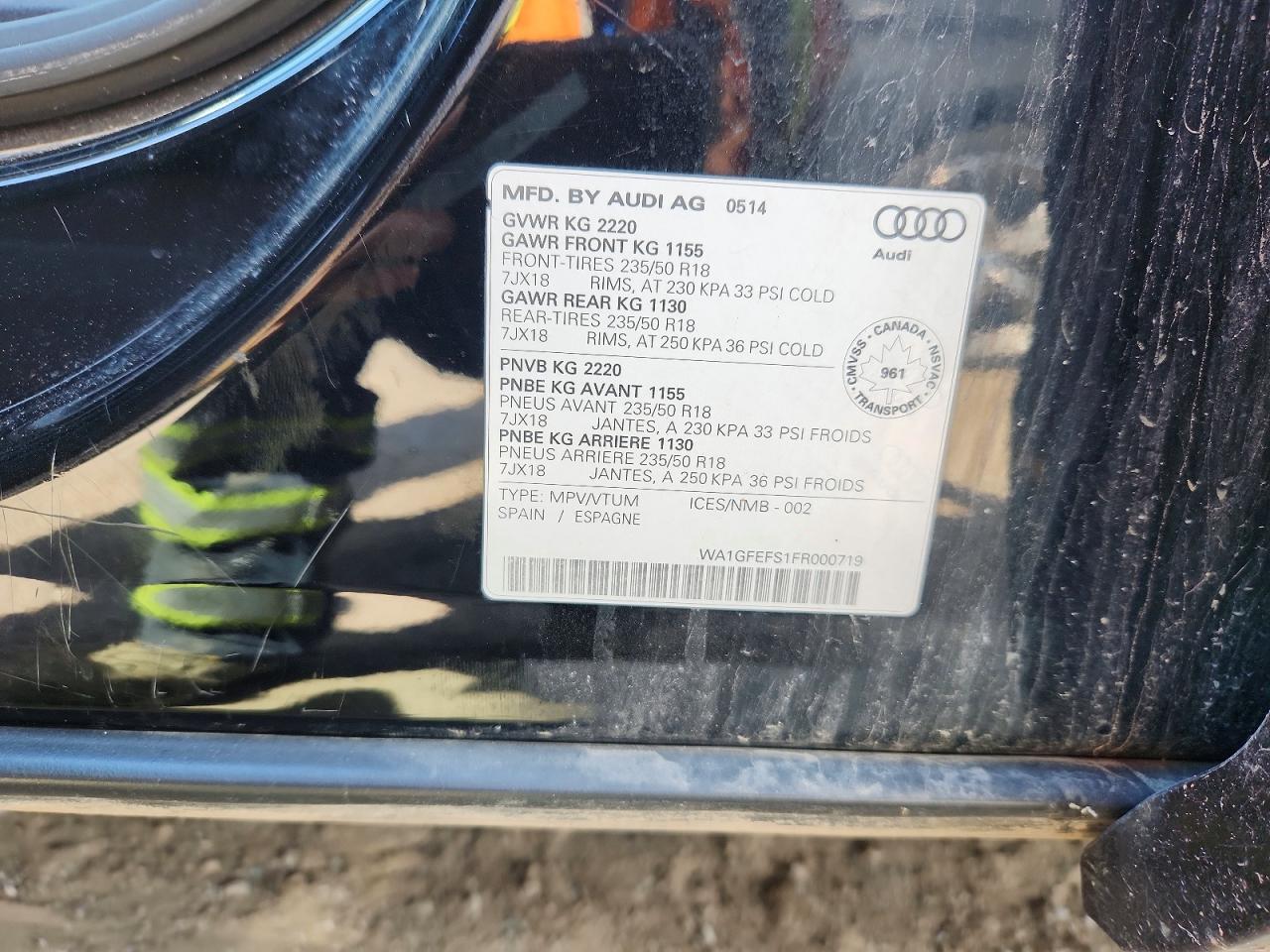 2015 Audi Q3 Prestige Black vin: WA1GFEFS1FR000719