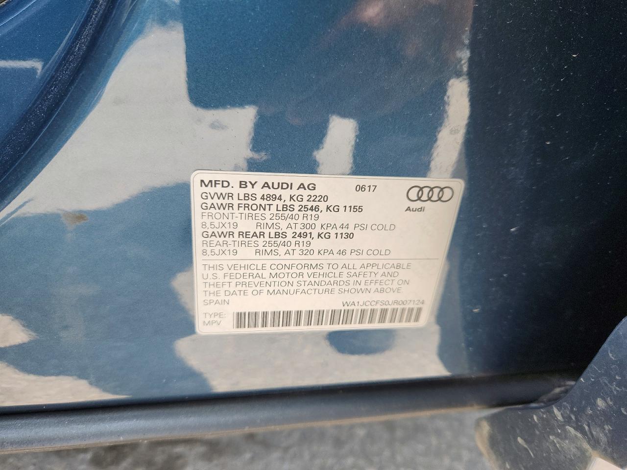 2018 Audi Q3 Blue vin: WA1JCCFS0JR007124