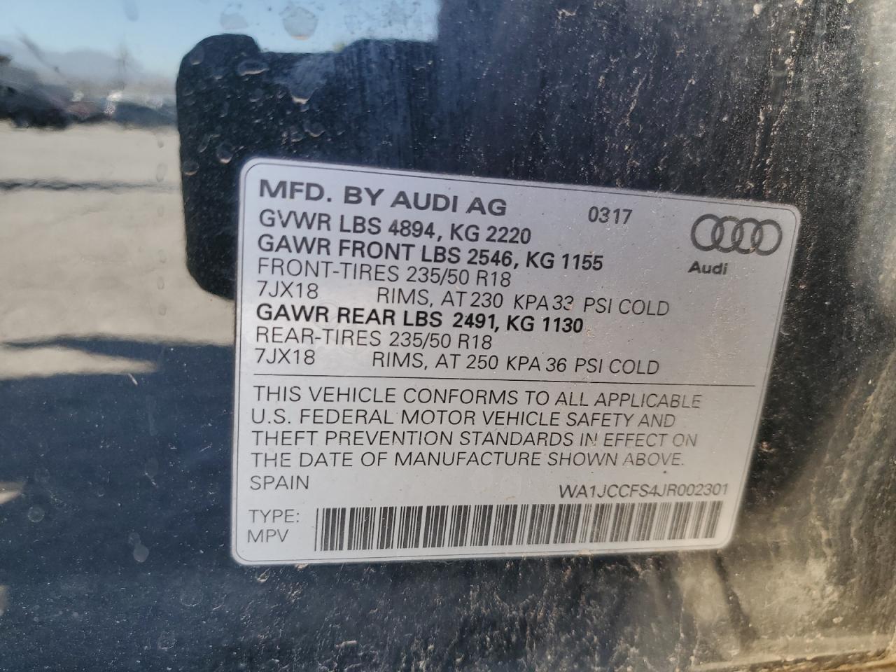 2018 Audi Q3 Premium Plus Black vin: WA1JCCFS4JR002301