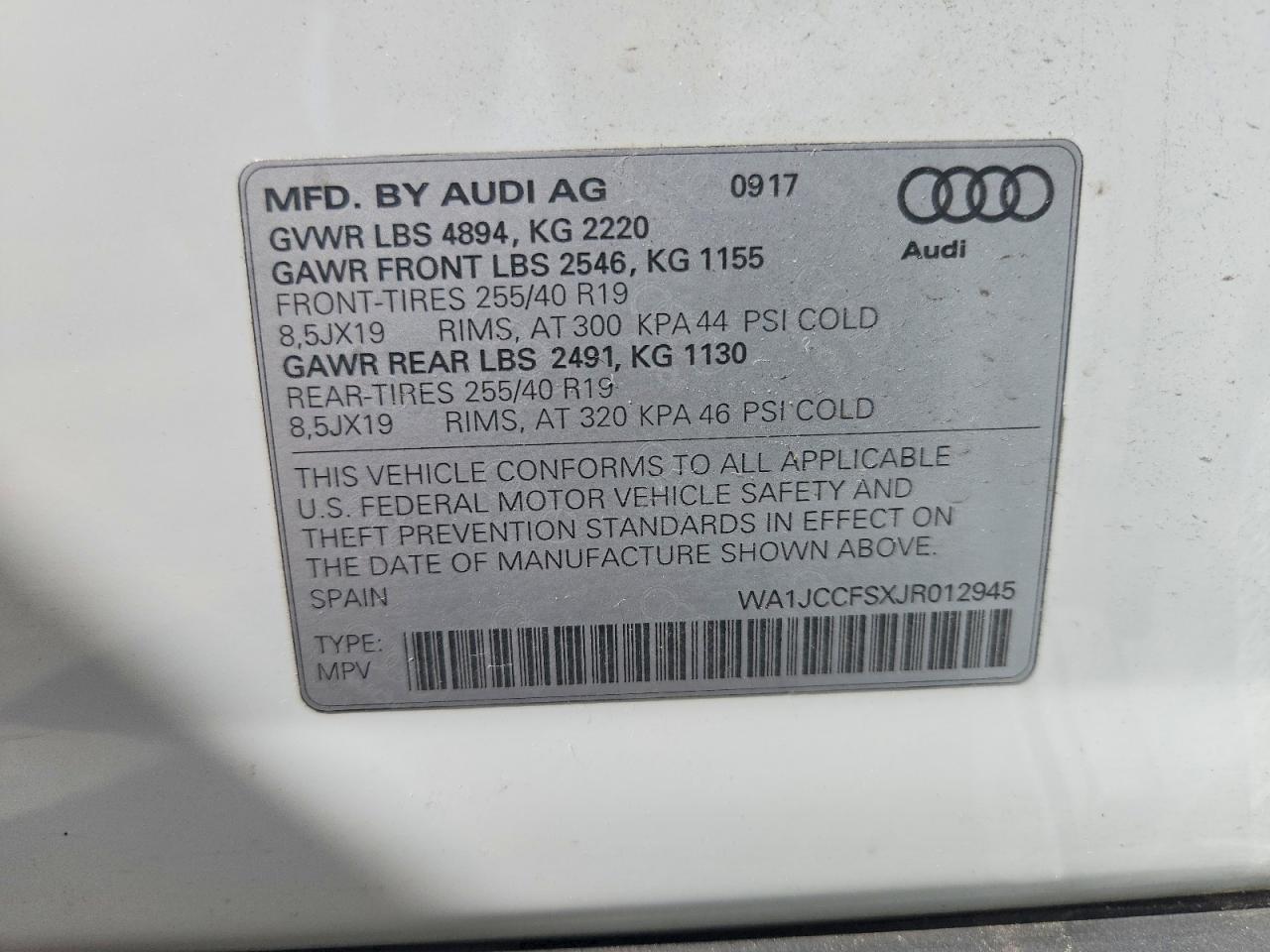 2018 Audi Q3 Premium Plus White vin: WA1JCCFSXJR012945