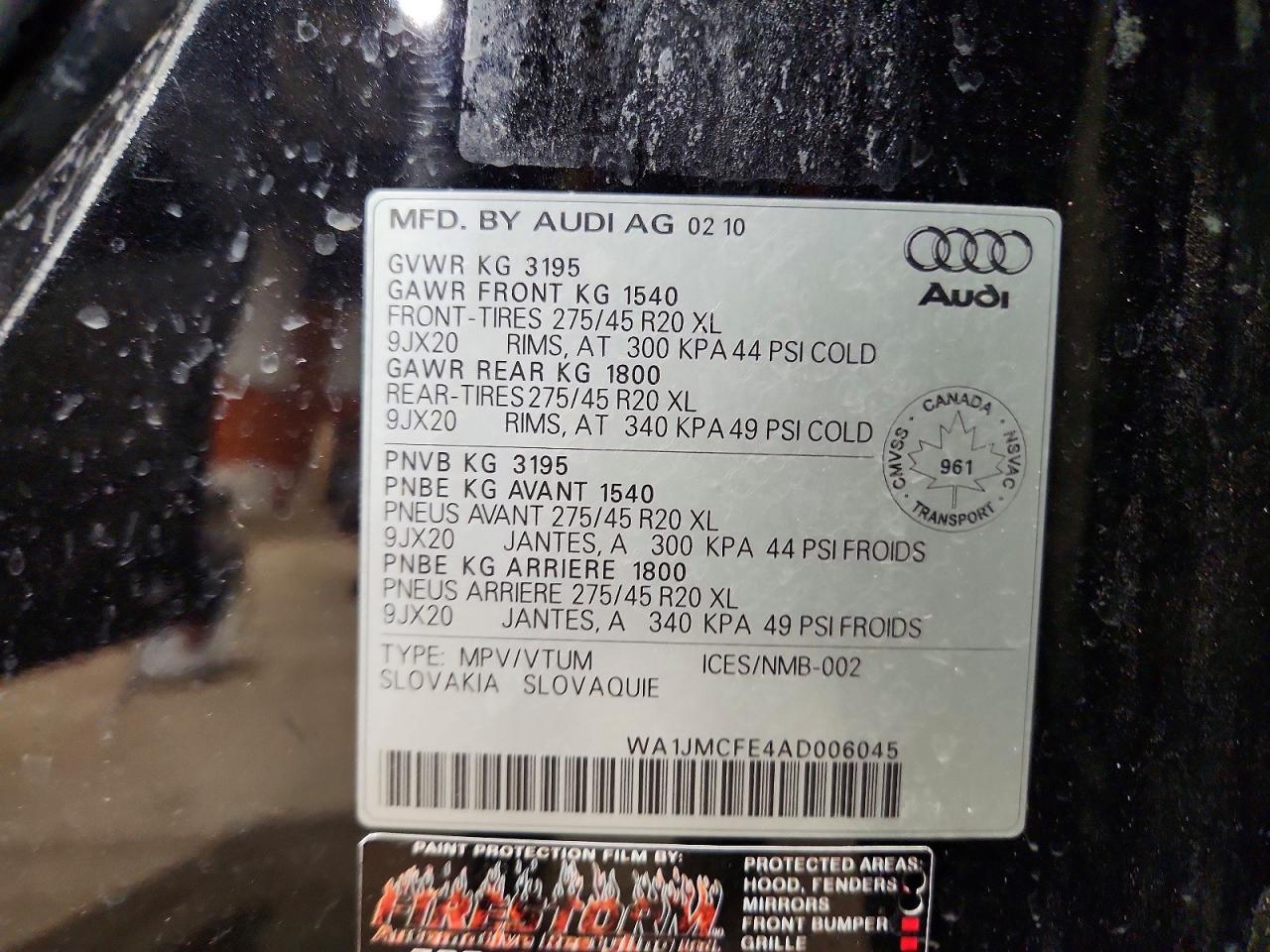 2010 Audi Q7 Premium Black vin: WA1JMCFE4AD006045