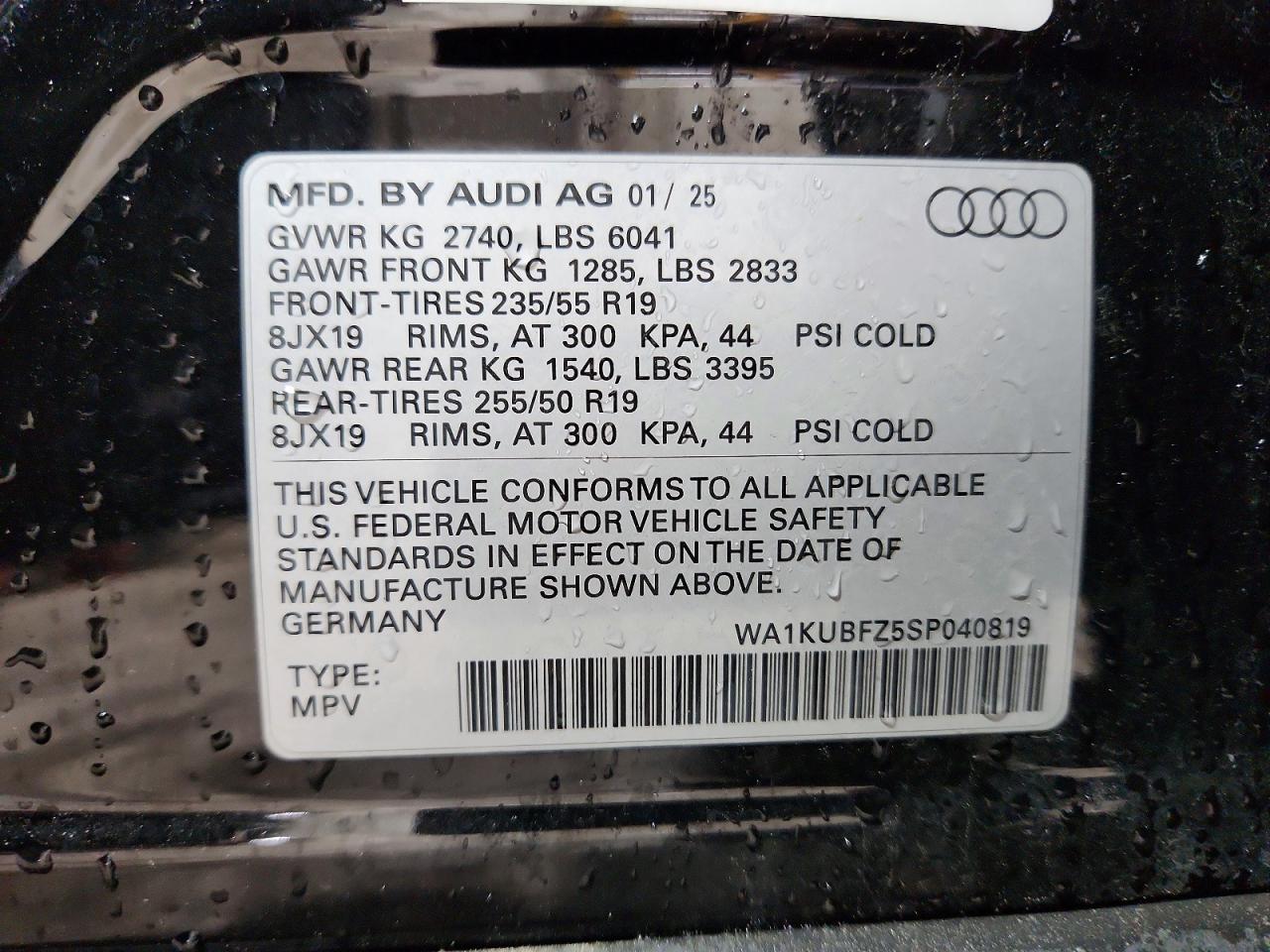 2025 Audi Q4 E-tron Premium Black vin: WA1KUBFZ5SP040819