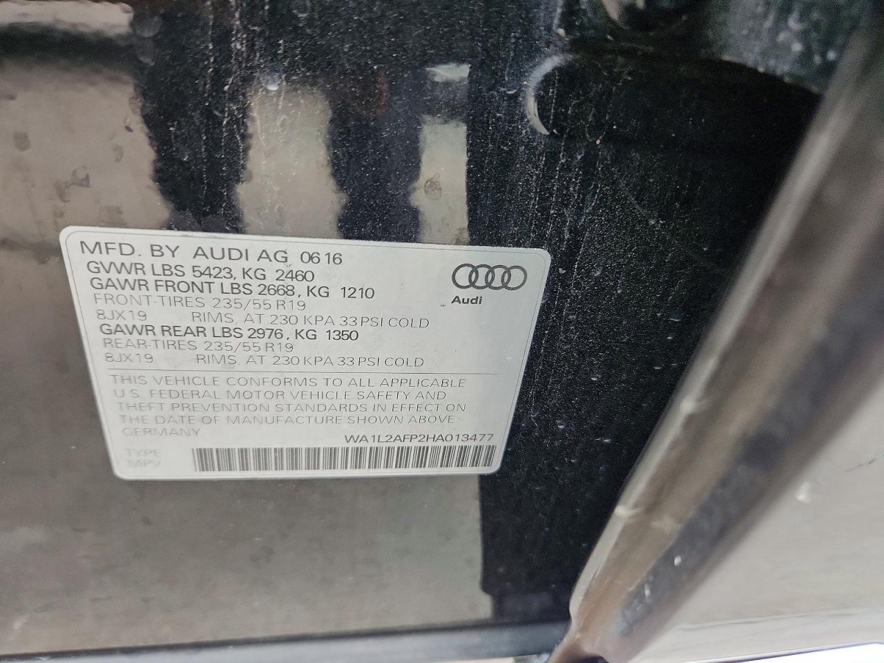 2017 Audi Q5 Premium Plus Black vin: WA1L2AFP2HA013477