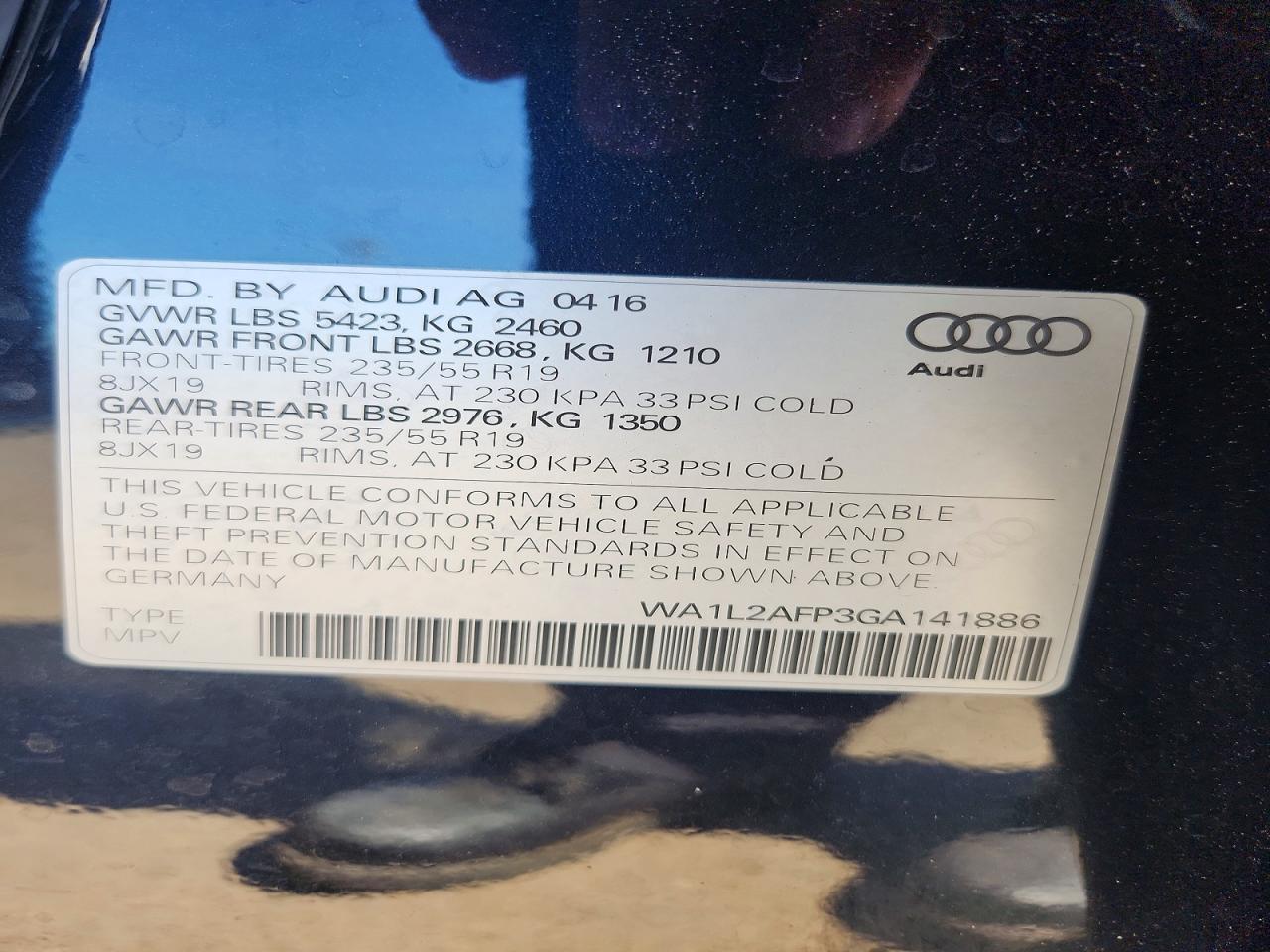 2016 Audi Q5 Premium Plus Black vin: WA1L2AFP3GA141886