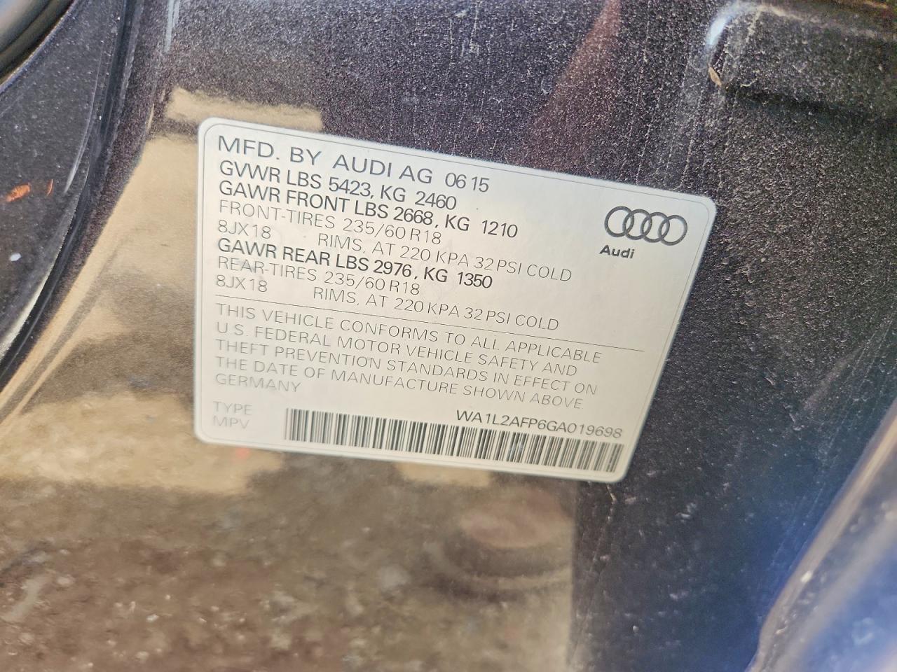 2016 Audi Q5 Premium Plus Black vin: WA1L2AFP6GA019698