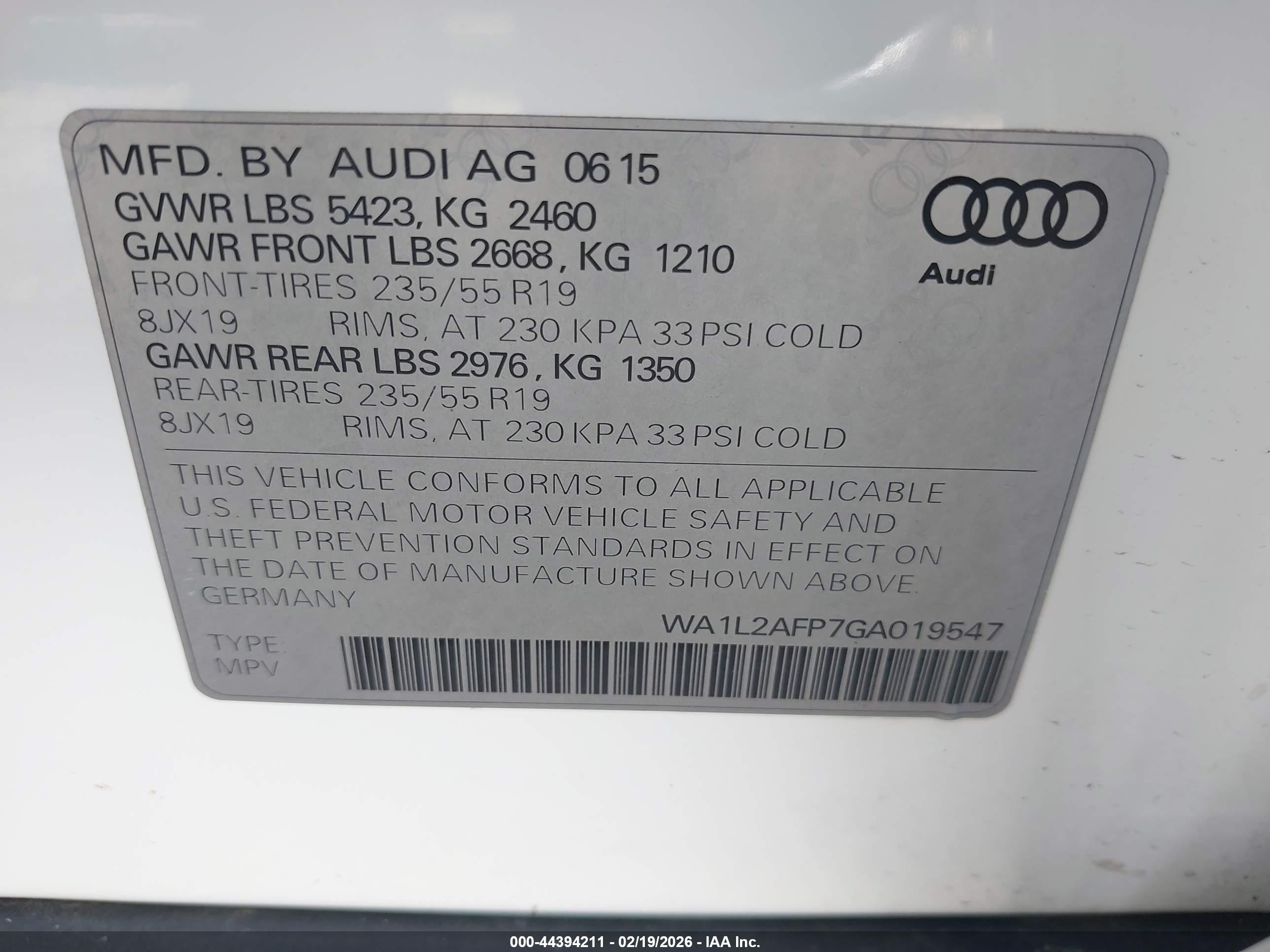 2016 Audi Q5 2.0t Premium Белый vin: WA1L2AFP7GA019547