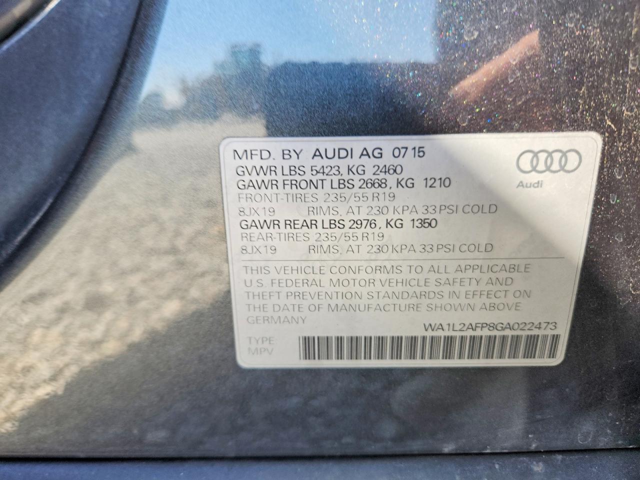 2016 Audi Q5 Premium Plus Gray vin: WA1L2AFP8GA022473