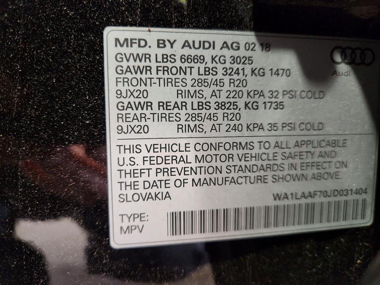 2018 Audi Q7 Premium Plus Black vin: WA1LAAF70JD031404