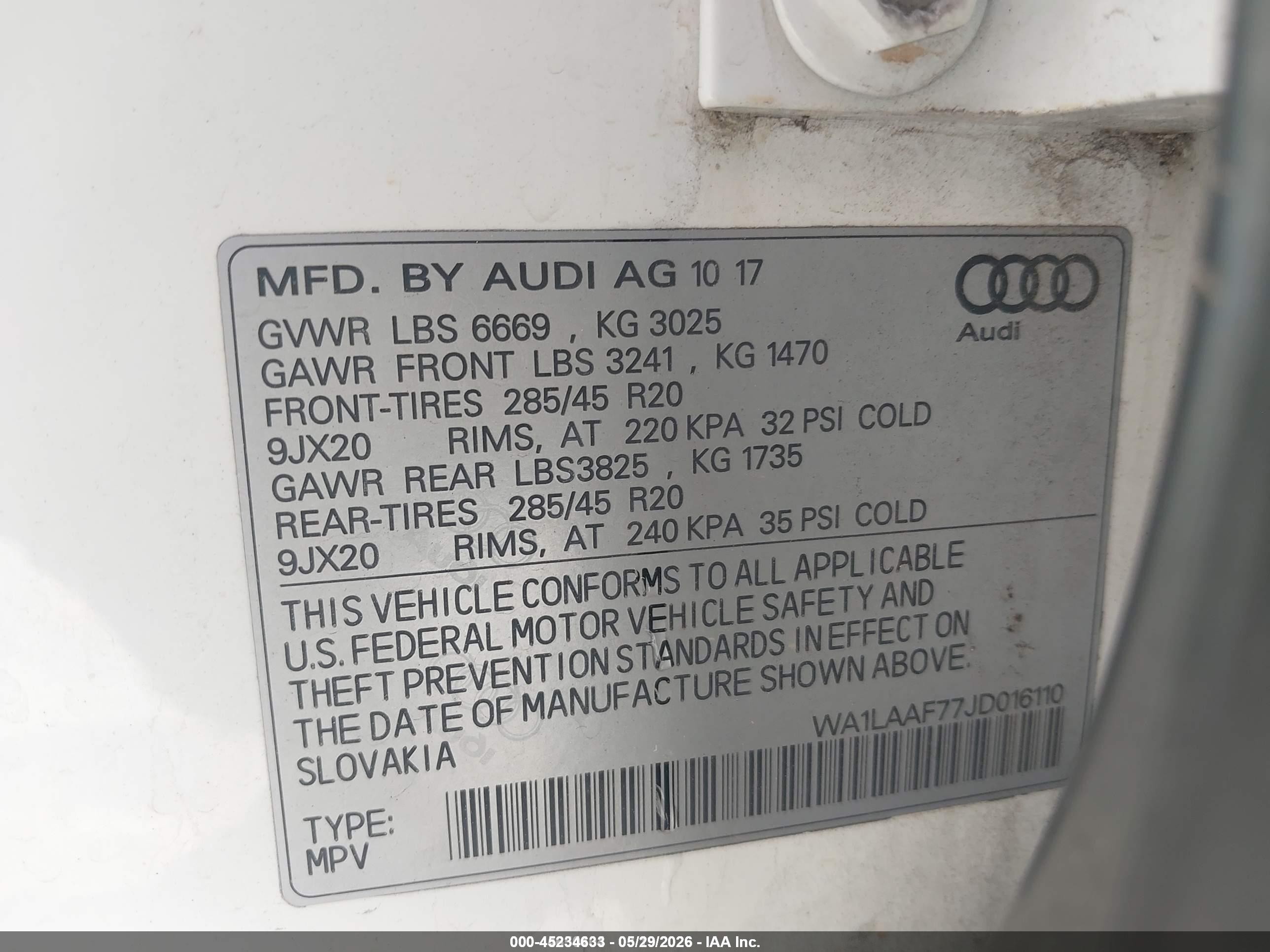 2018 Audi Q7 3.0t Premium White vin: WA1LAAF77JD016110