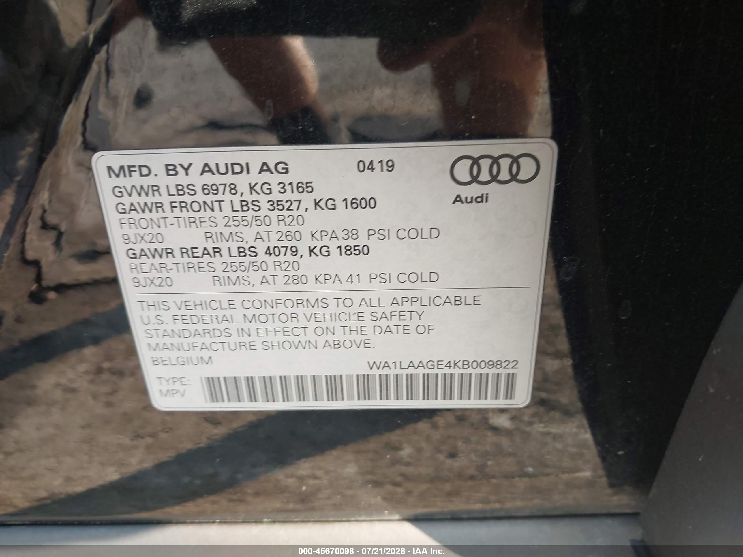 2019 Audi E-tron Premium Plus Black vin: WA1LAAGE4KB009822