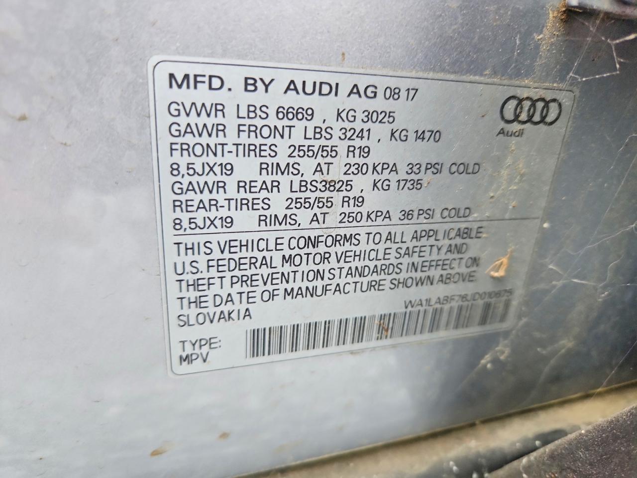 2018 Audi Q7 Premium Plus Серебряный vin: WA1LABF76JD010675