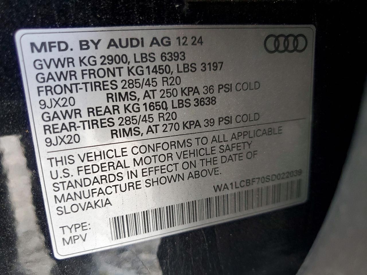 2025 Audi Q7 Premium Plus Black vin: WA1LCBF70SD022039
