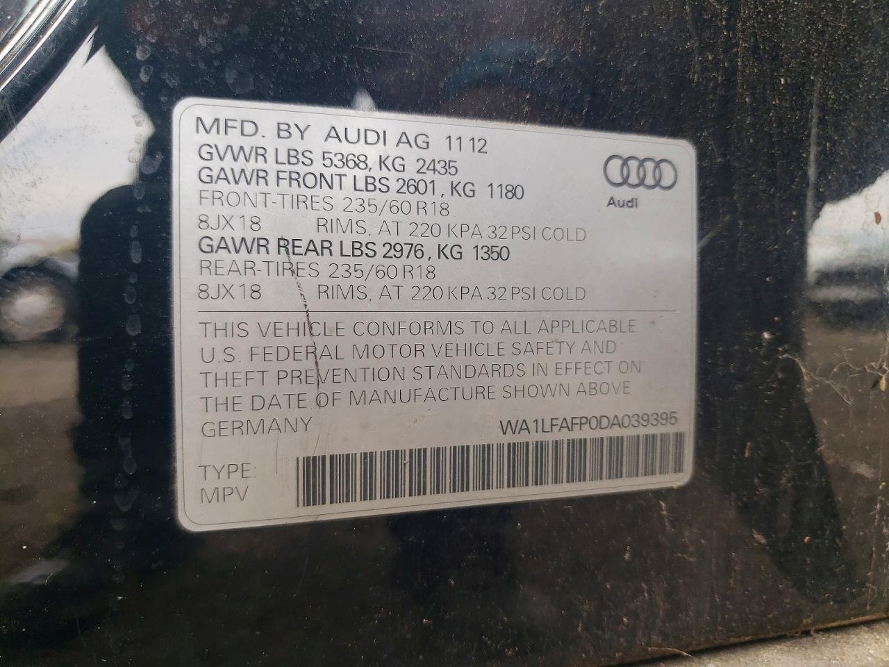 2013 Audi Q5 Premium Plus Black vin: WA1LFAFP0DA039395