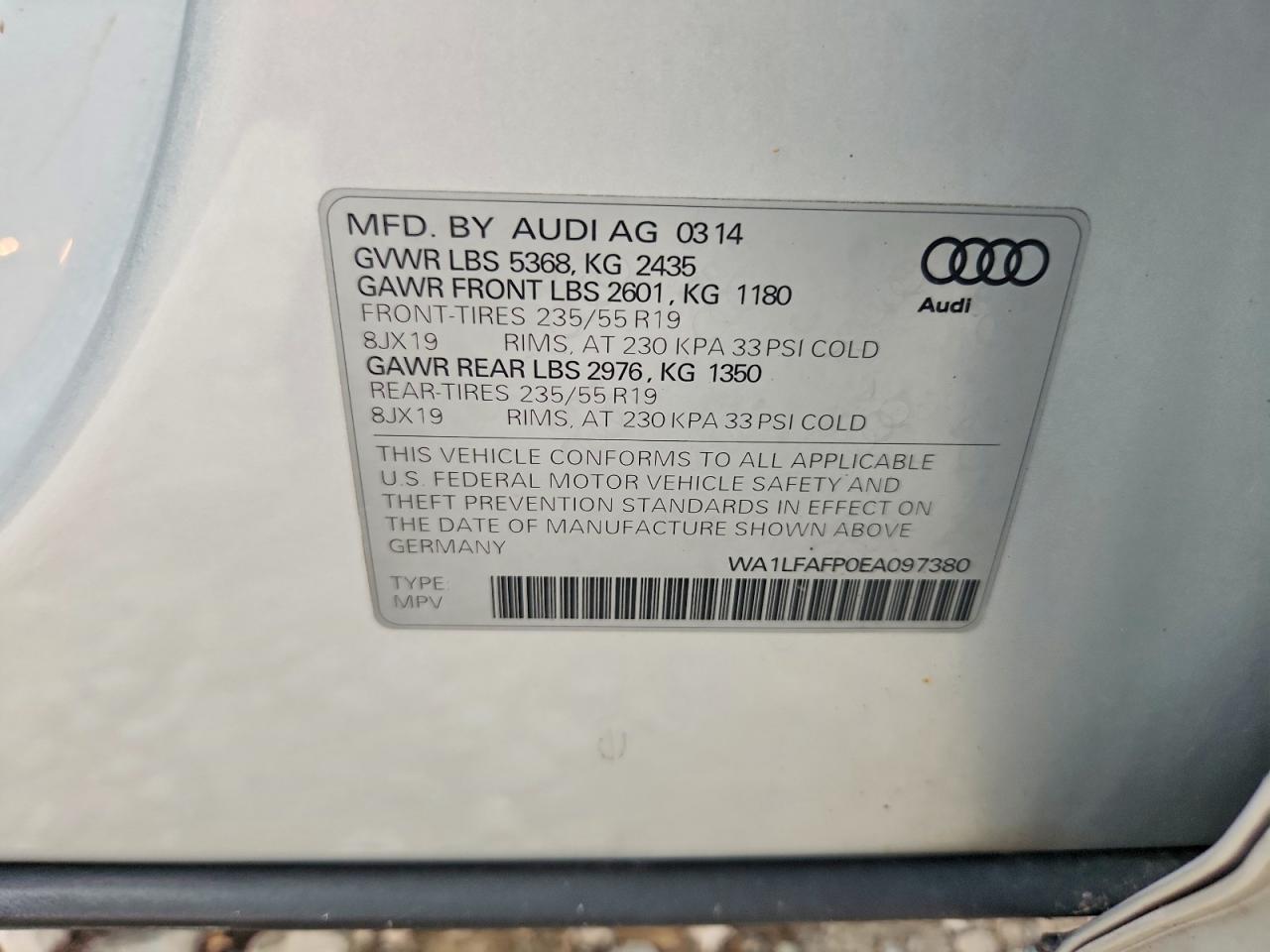 2014 Audi Q5 Premium Plus Silver vin: WA1LFAFP0EA097380