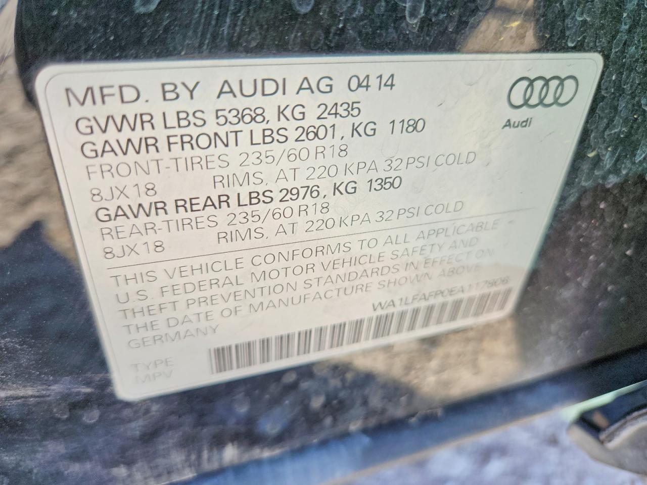2014 Audi Q5 Premium Plus Black vin: WA1LFAFP0EA117806