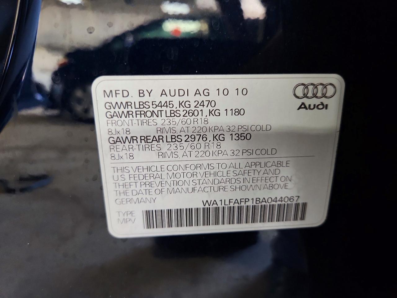 2011 Audi Q5 Premium Plus Синий vin: WA1LFAFP1BA044067