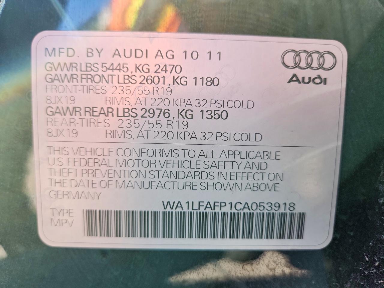 2012 Audi Q5 Premium Plus Black vin: WA1LFAFP1CA053918