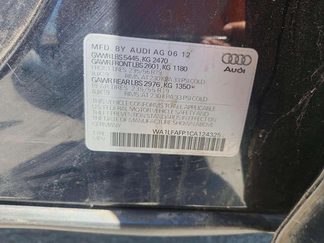 2012 Audi Q5 Premium Plus Blue vin: WA1LFAFP1CA124325