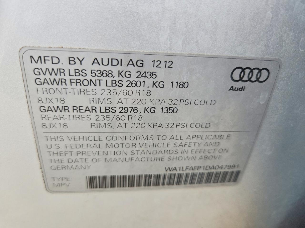 2013 Audi Q5 Premium Plus Silver vin: WA1LFAFP1DA047991