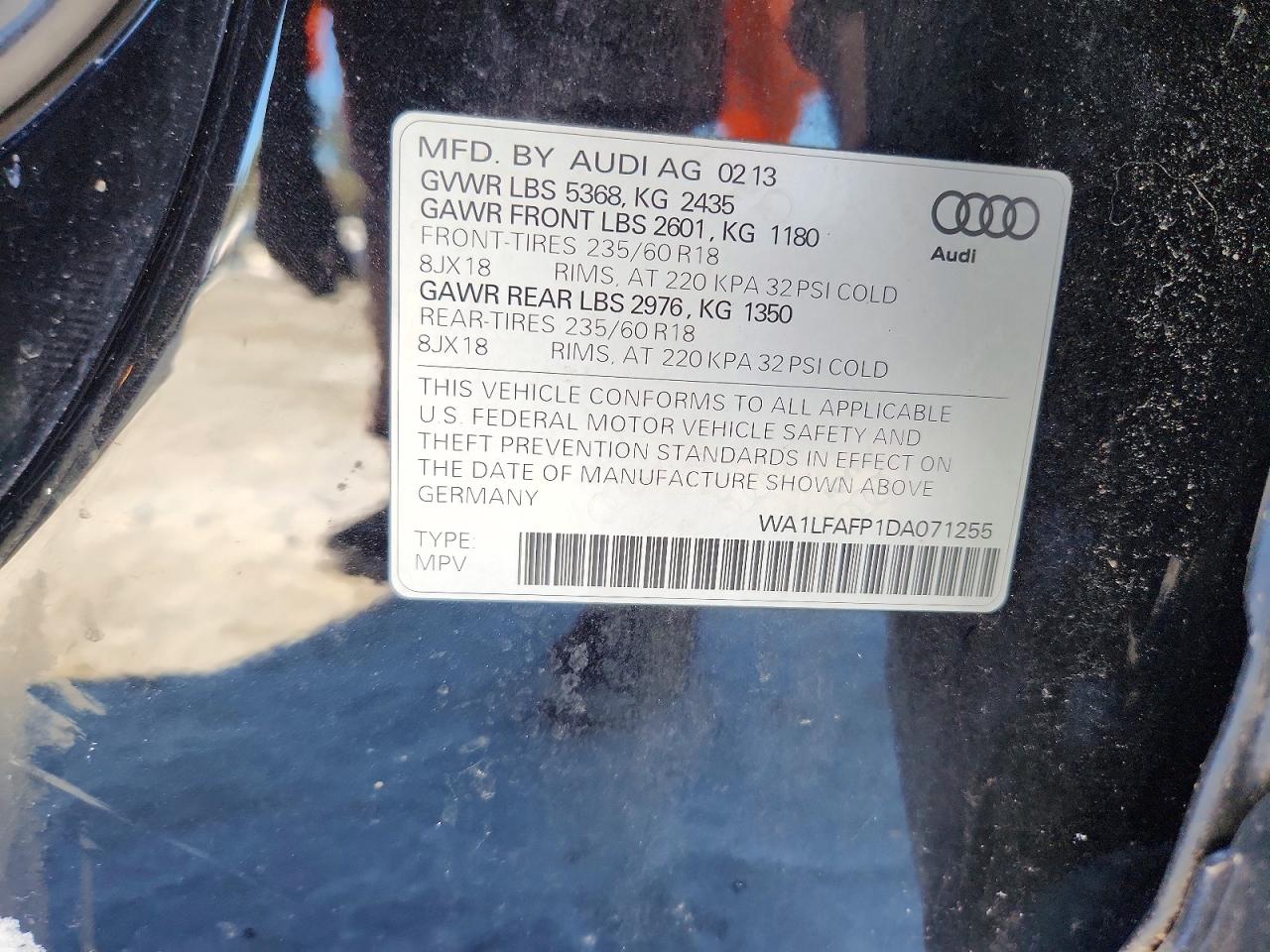 2013 Audi Q5 Premium Plus Black vin: WA1LFAFP1DA071255