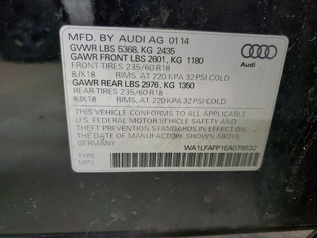 2014 Audi Q5 Premium Plus Black vin: WA1LFAFP1EA078532