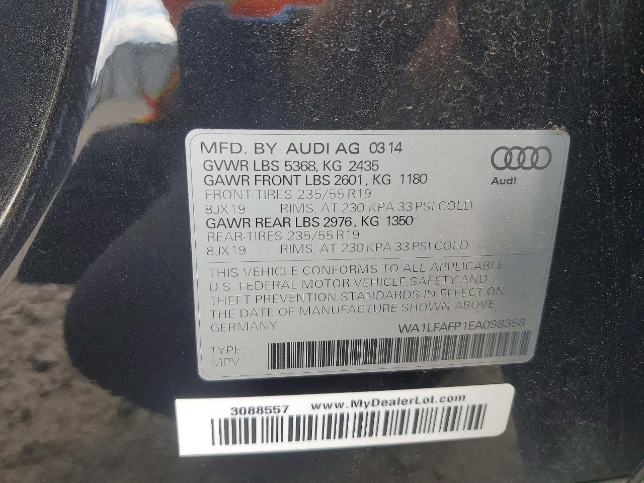 2014 Audi Q5 Premium Plus Black vin: WA1LFAFP1EA098358