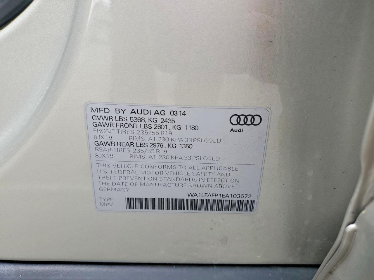 2014 Audi Q5 Premium Plus Silver vin: WA1LFAFP1EA103672