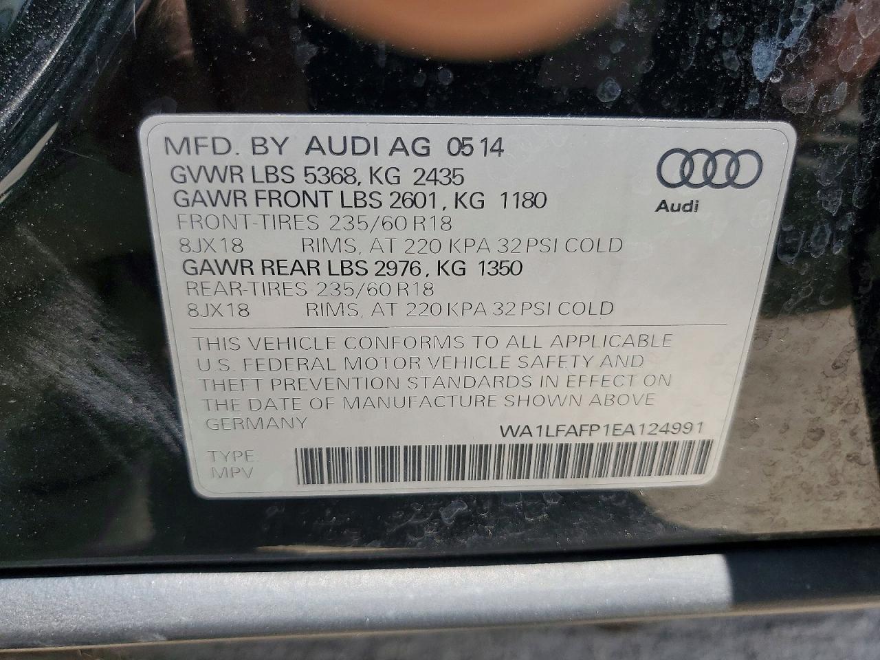 2014 Audi Q5 Premium Plus Black vin: WA1LFAFP1EA124991