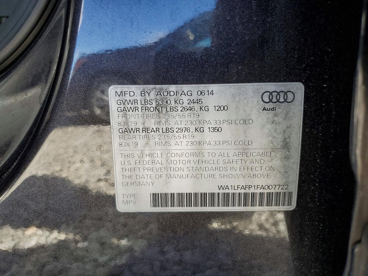 2015 Audi Q5 Premium Plus Black vin: WA1LFAFP1FA007722