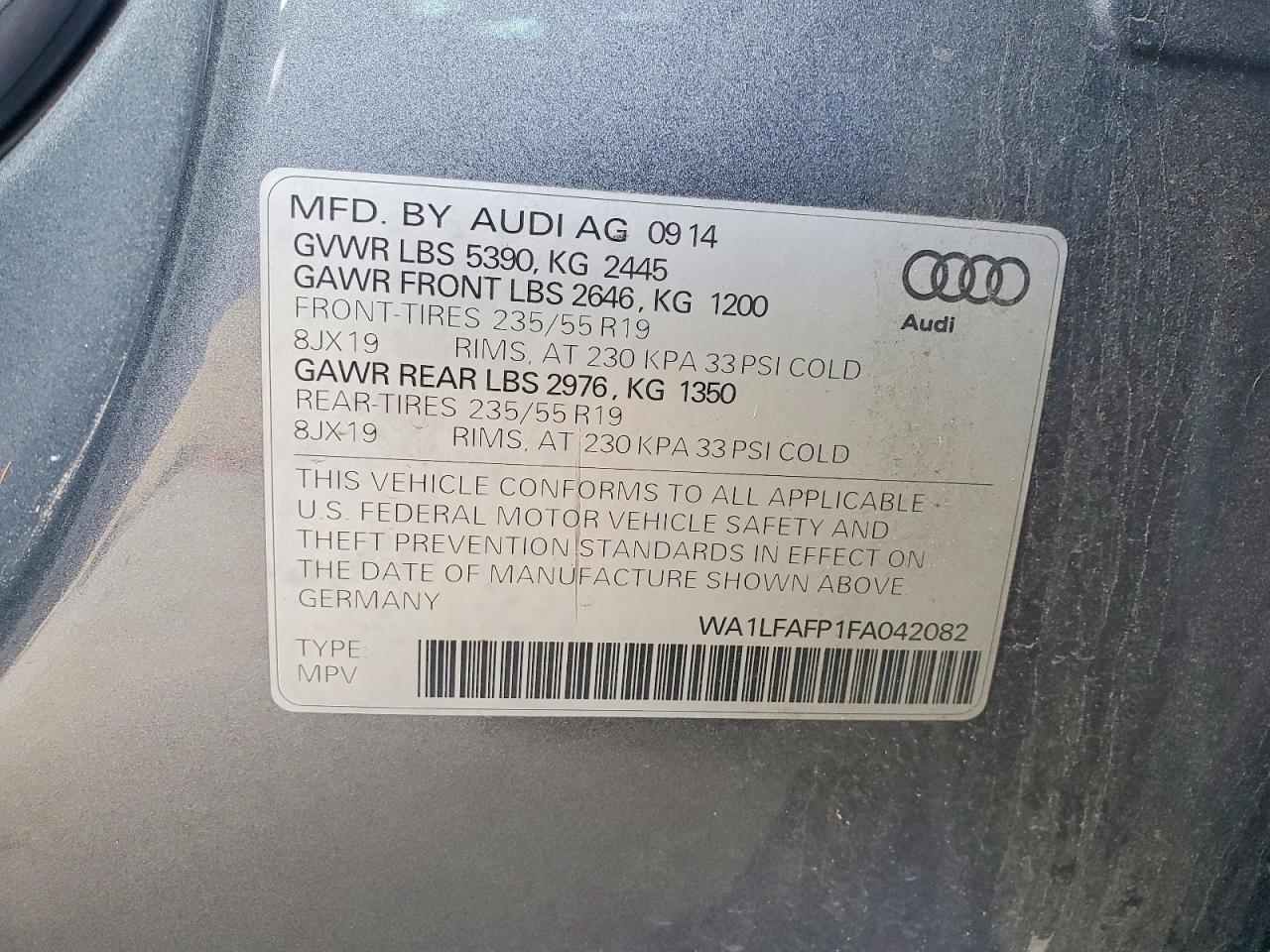 2015 Audi Q5 Premium Plus Gray vin: WA1LFAFP1FA042082