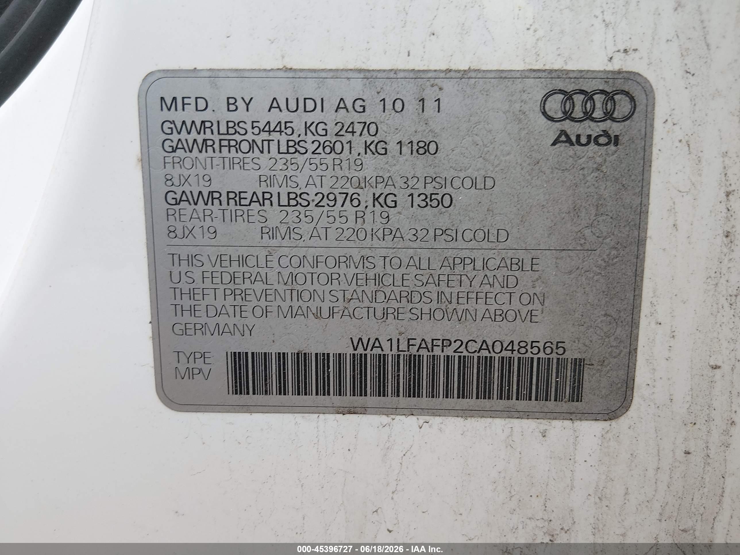 2012 Audi Q5 2.0t Premium Белый vin: WA1LFAFP2CA048565