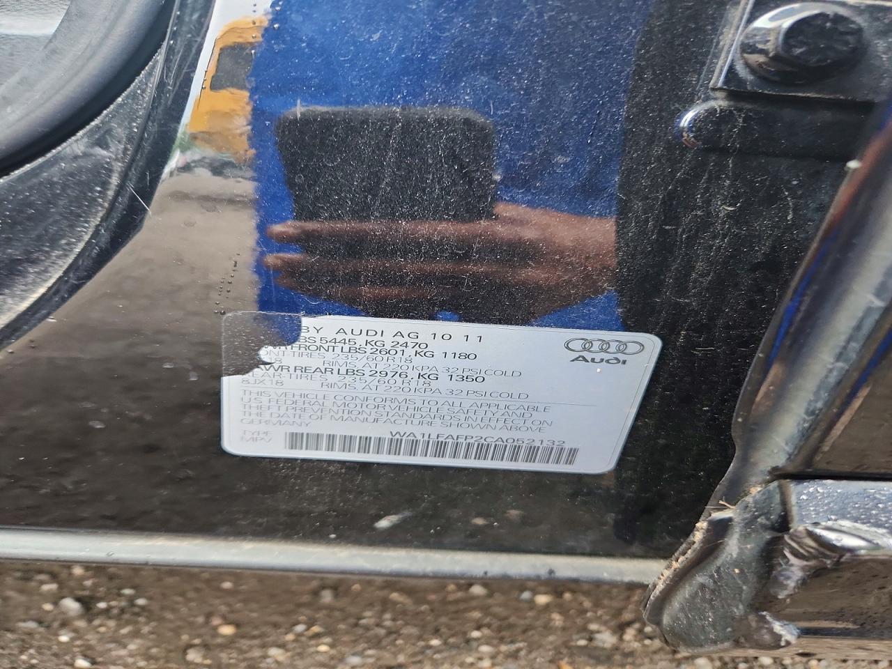 2012 Audi Q5 Premium Plus Черный vin: WA1LFAFP2CA052132