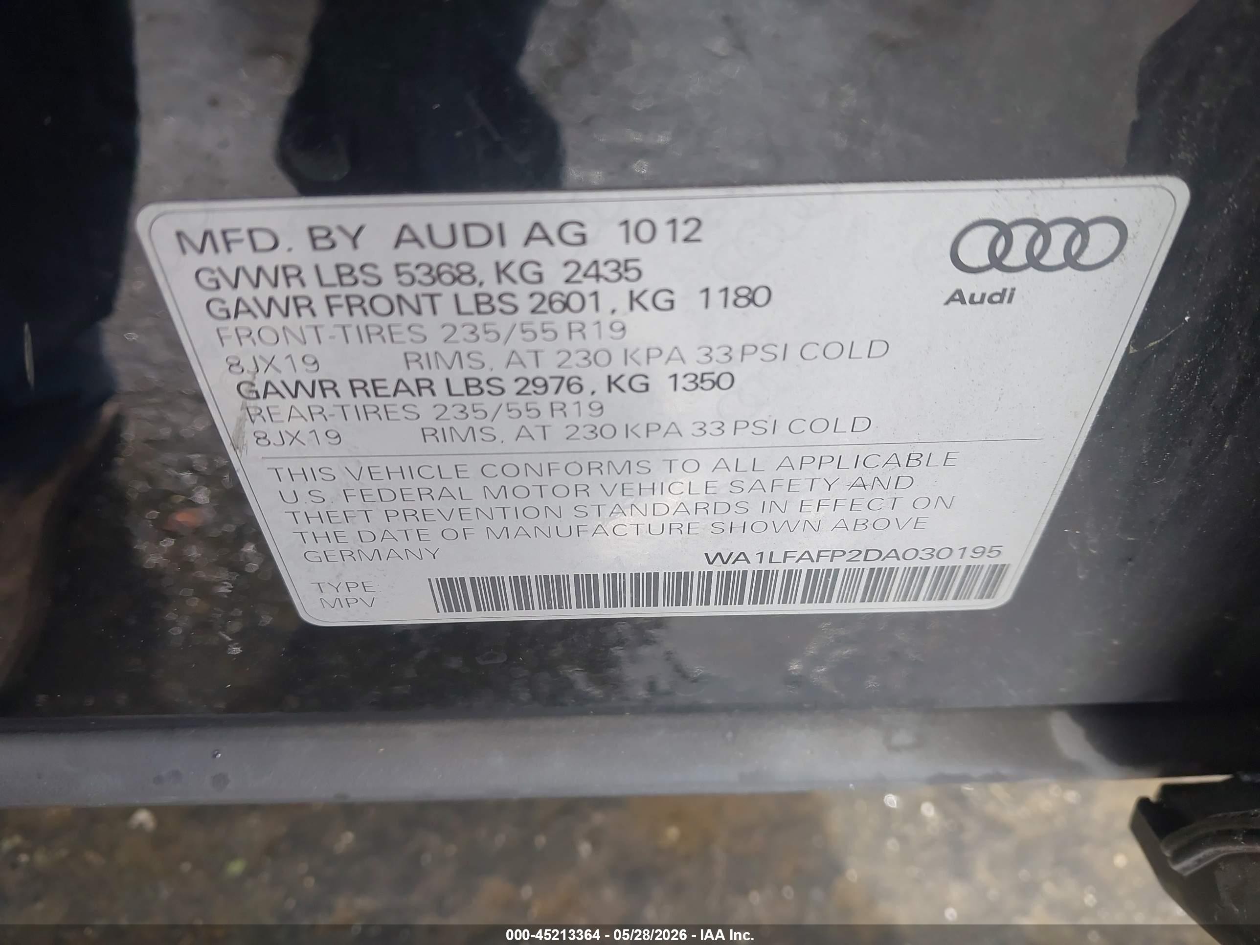 2013 Audi Q5 2.0t Premium Black vin: WA1LFAFP2DA030195