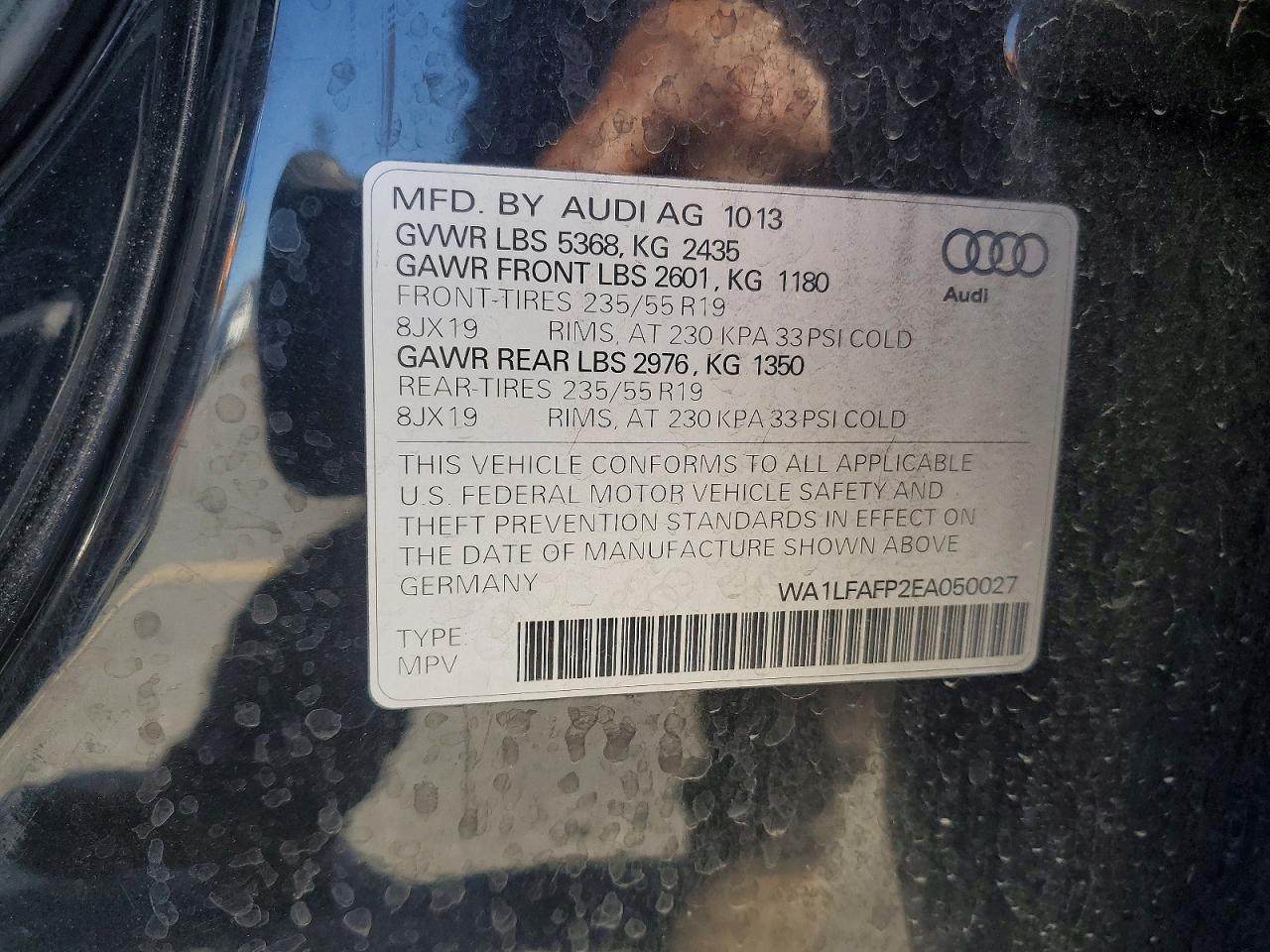 2014 Audi Q5 Premium Plus Black vin: WA1LFAFP2EA050027
