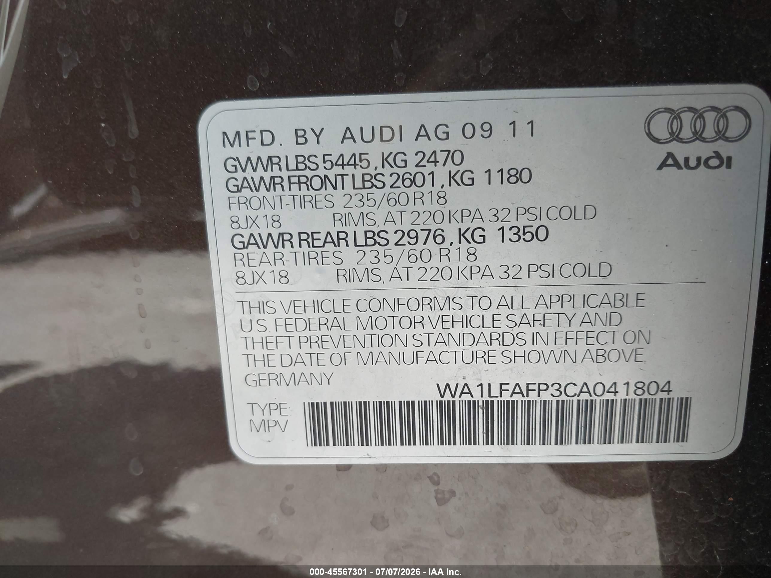 2012 Audi Q5 2.0t Premium Brown vin: WA1LFAFP3CA041804