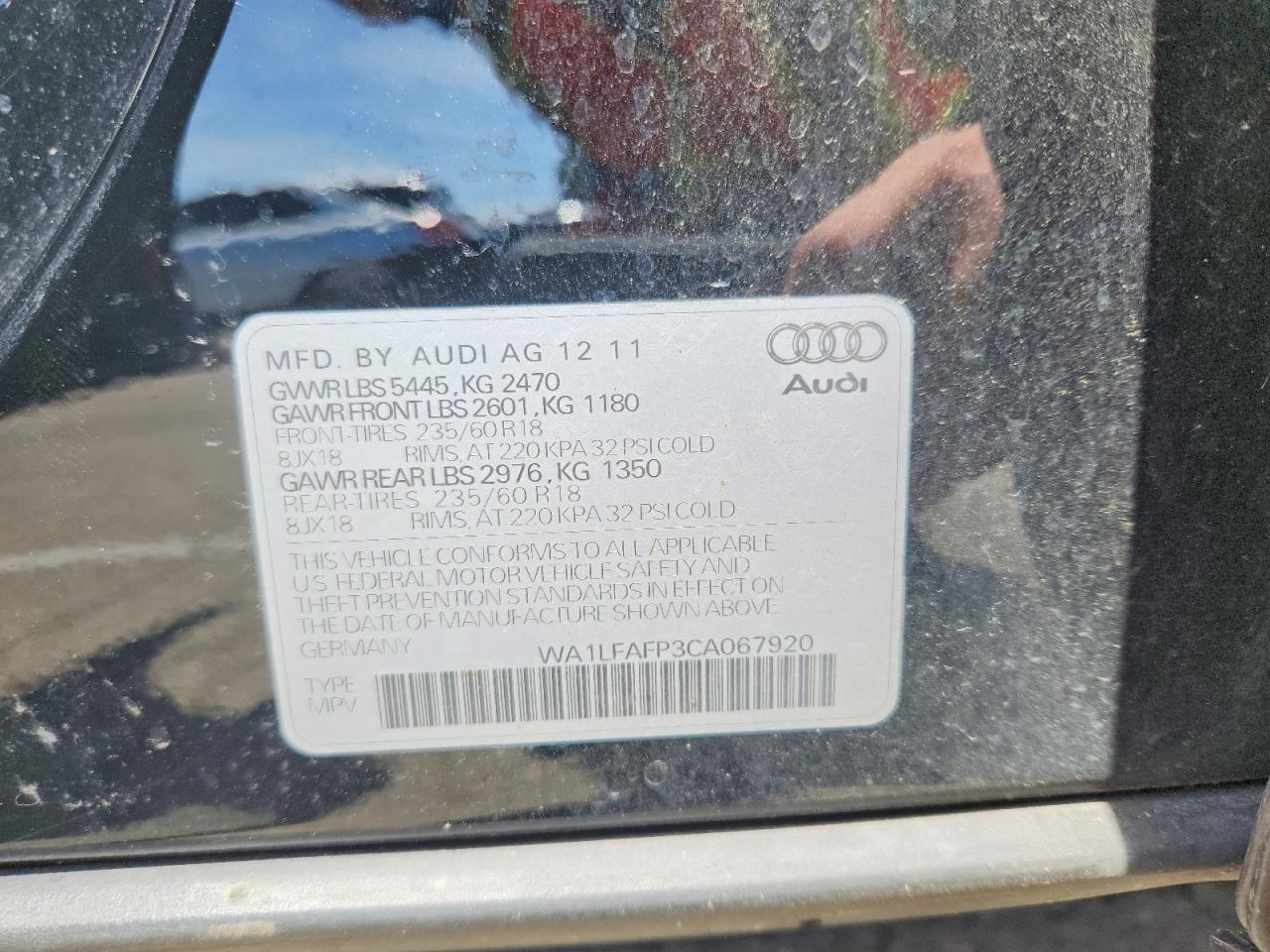 2012 Audi Q5 Premium Plus Black vin: WA1LFAFP3CA067920