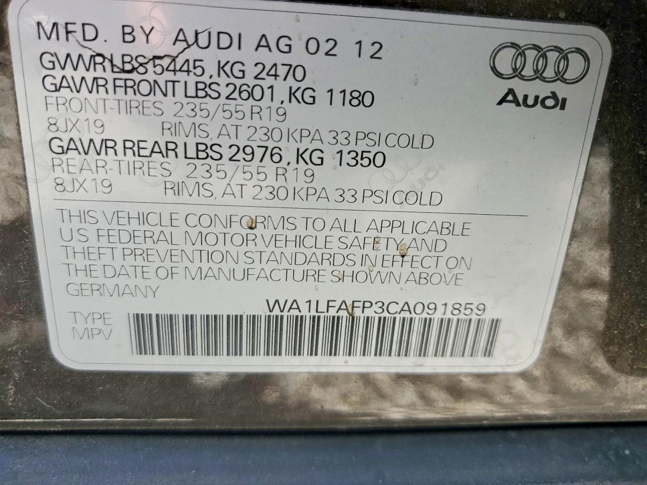 2012 Audi Q5 Premium Plus Brown vin: WA1LFAFP3CA091859