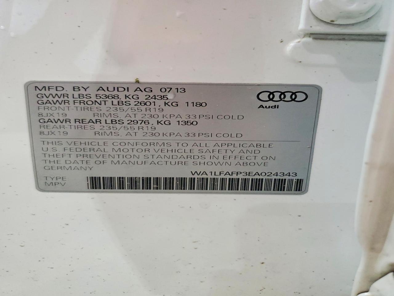 2014 Audi Q5 Premium Plus White vin: WA1LFAFP3EA024343