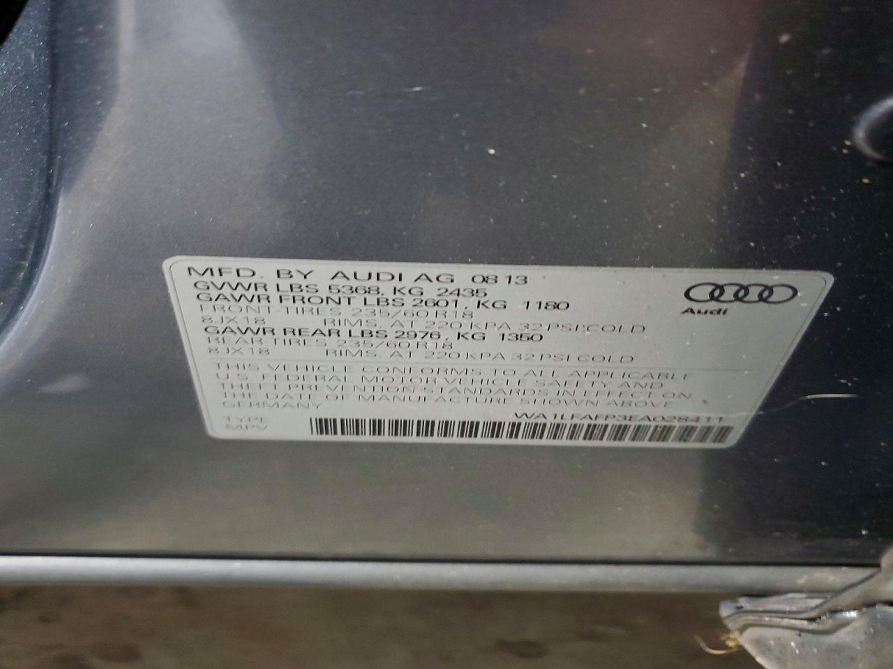 2014 Audi Q5 Premium Plus Charcoal vin: WA1LFAFP3EA028411