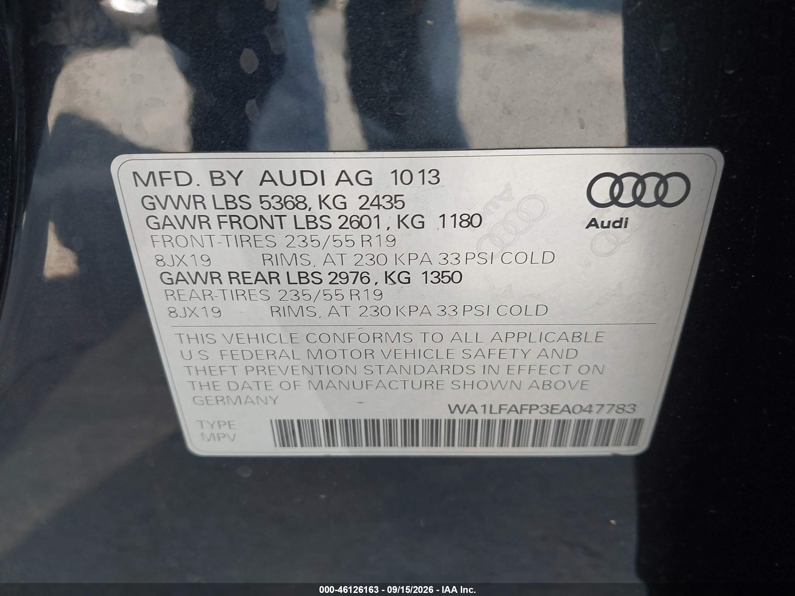 2014 Audi Q5 2.0t Premium Black vin: WA1LFAFP3EA047783